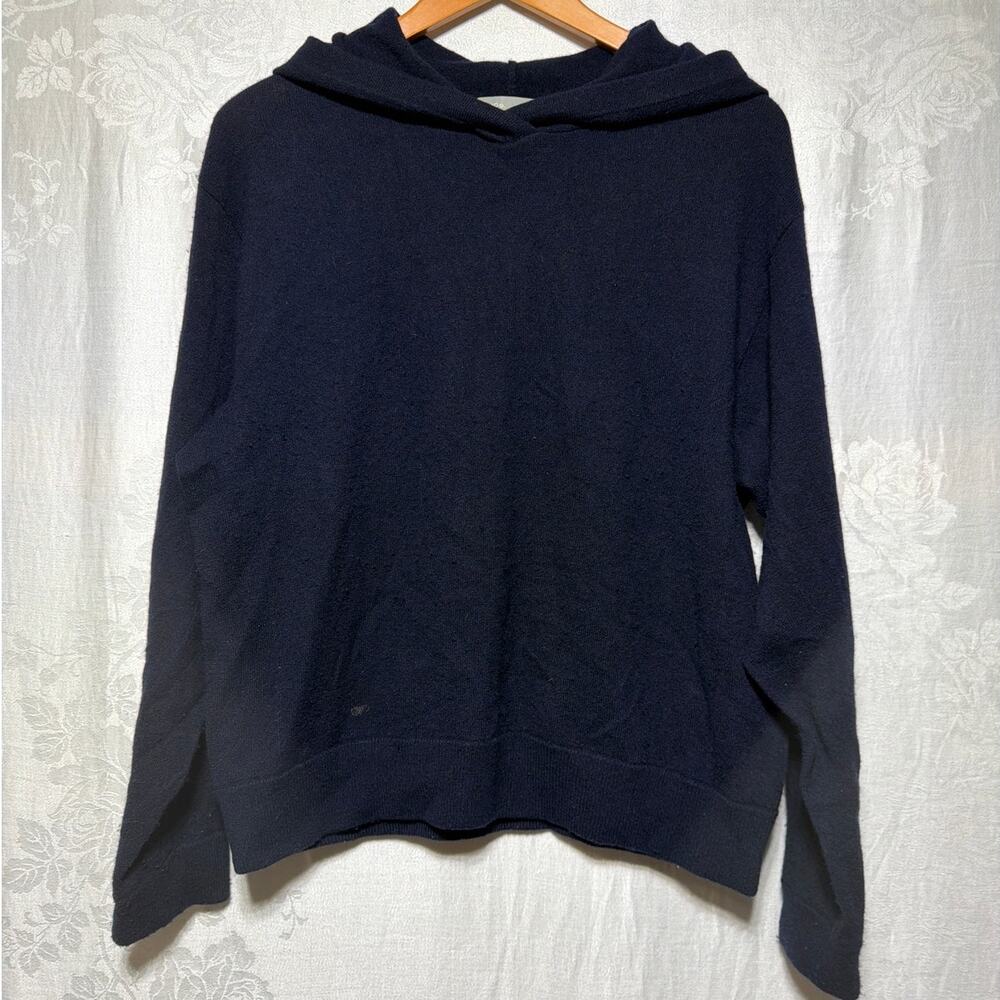 Vince Cashmere Sweater Large Black Hooded Cropped
